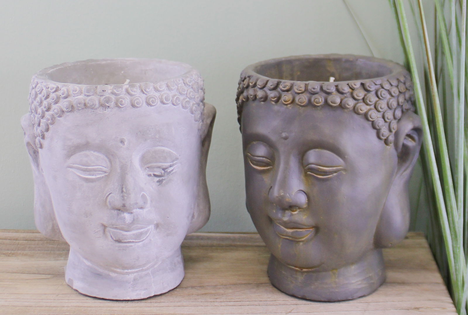 Set of 2 Large Cement Buddha Design Candles Set of 2 Large Cement Buddha Design Candles