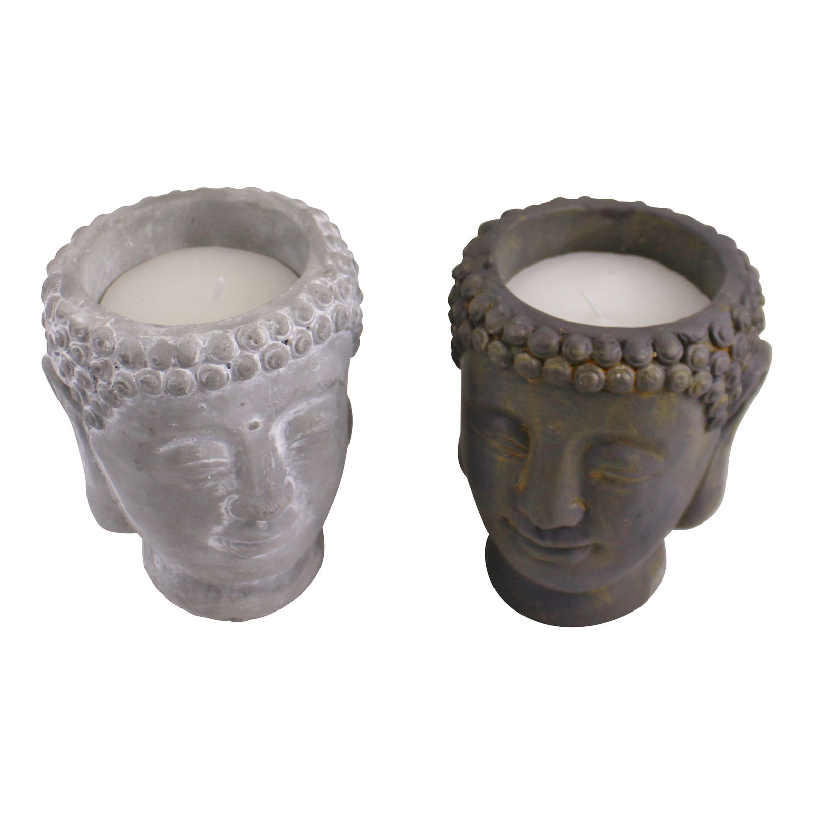Set of 2 Small Cement Buddha Design Candles Set of 2 Small Cement Buddha Design Candles