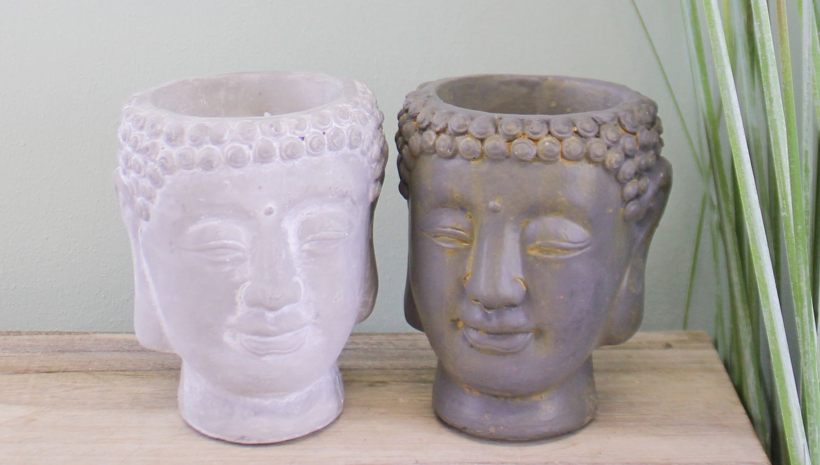 Set of 2 Small Cement Buddha Design Candles Set of 2 Small Cement Buddha Design Candles