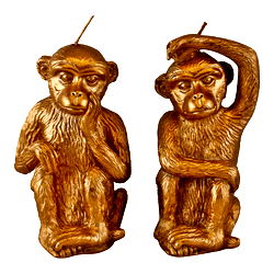 Set of 2 Gold Monkey Candles Set of 2 Gold Monkey Candles