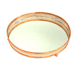 Copper Coloured Mirror Candle Plate Copper Coloured Mirror Candle Plate