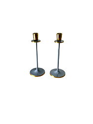 Glossy Grey Irina Candlestick, Set of 2, 20cm Glossy Grey Irina Candlestick, Set of 2, 20cm