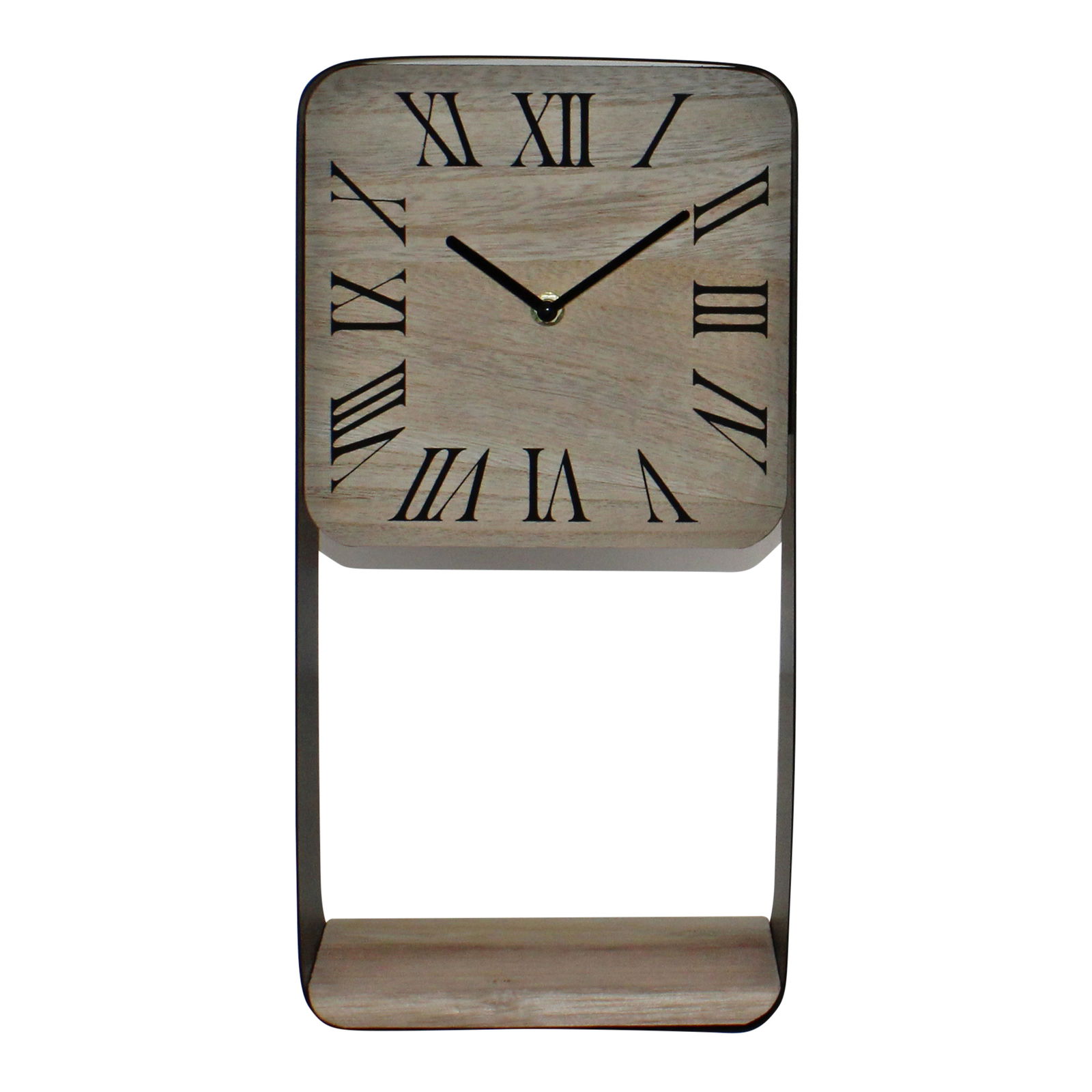 Metal Framed Freestanding Clock With Shelf, 40cm Metal Framed Freestanding Clock With Shelf, 40cm