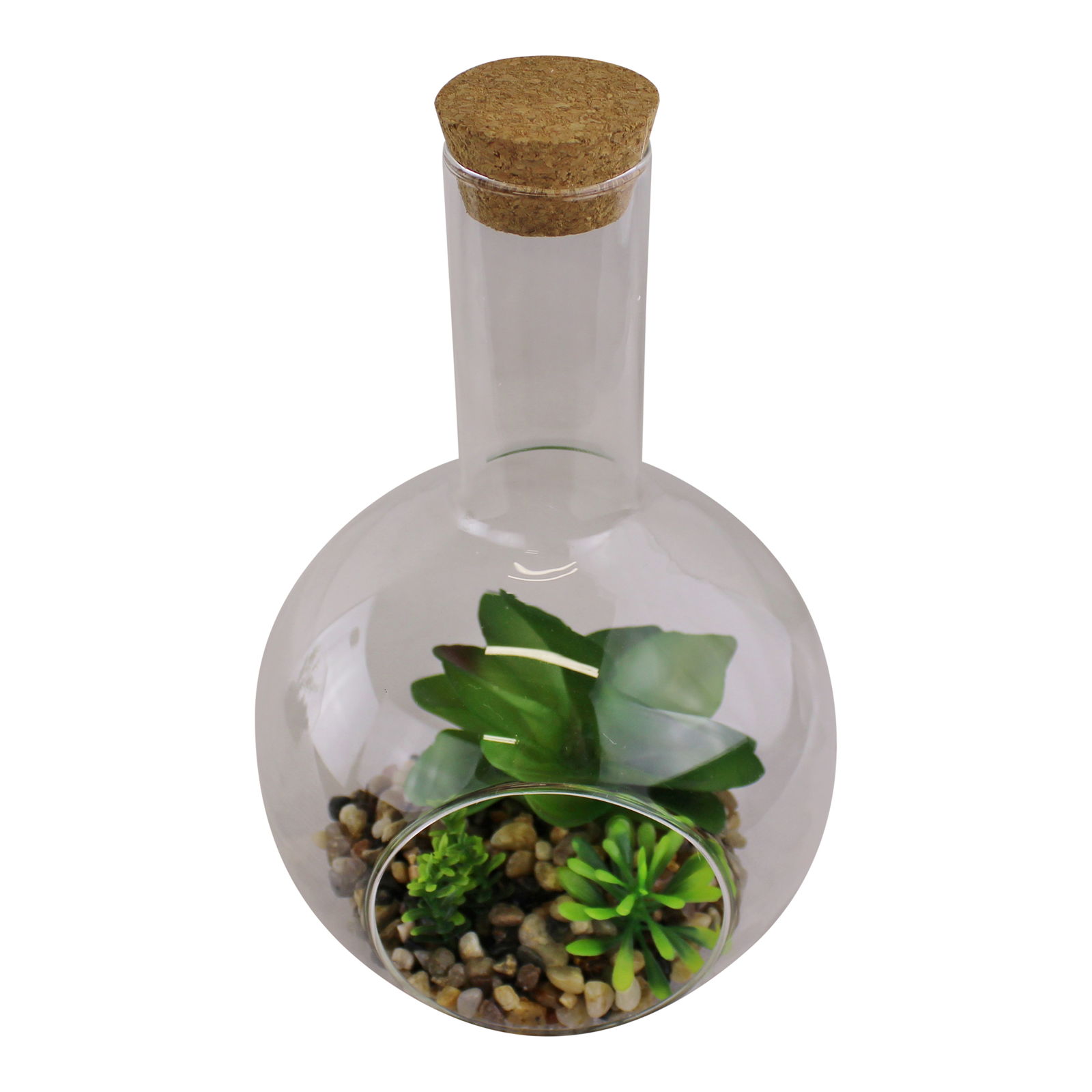 Medium Faux Succulent In Glass Terrarium Medium Faux Succulent In Glass Terrarium