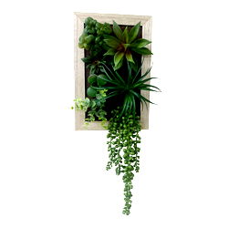 Artificial Succulents In Wooden Frame Artificial Succulents In Wooden Frame