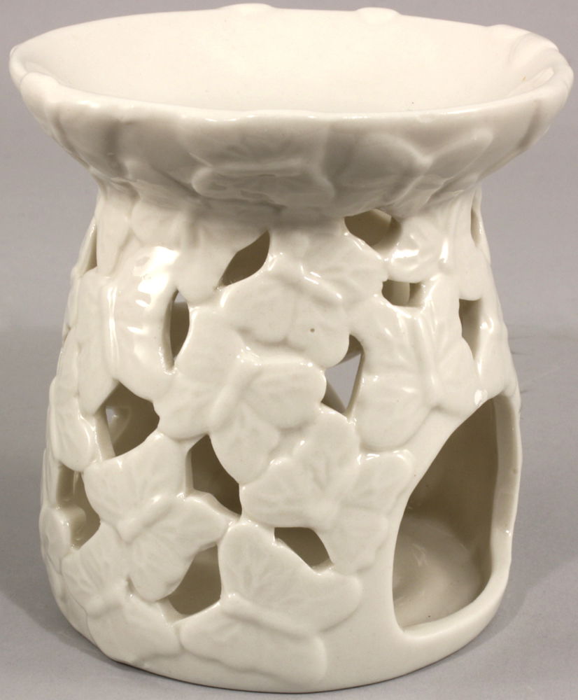 White Embossed Butterfly Oil Burner White Embossed Butterfly Oil Burner