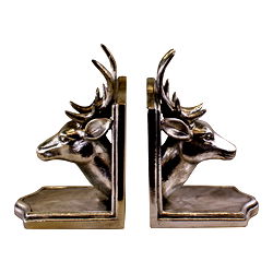 Deer Head Silver Metal Bookends Deer Head Silver Metal Bookends