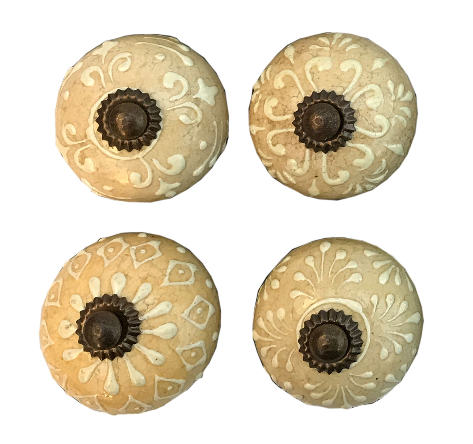 Set Of Four Pastel Tan Coloured Door Knobs Set Of Four Pastel Tan Coloured Door Knobs