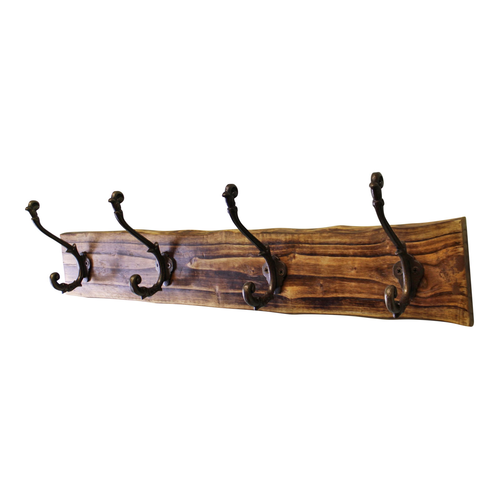 4 Double Coat Hooks On Natural Wooden Back 4 Double Coat Hooks On Natural Wooden Back