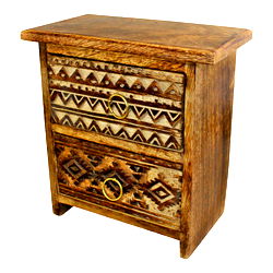 Kasbah 2 Drawer Cabinet Style Trinket Unit 21x20cm Kasbah 2 Drawer Cabinet Style Trinket Unit 21x20cm