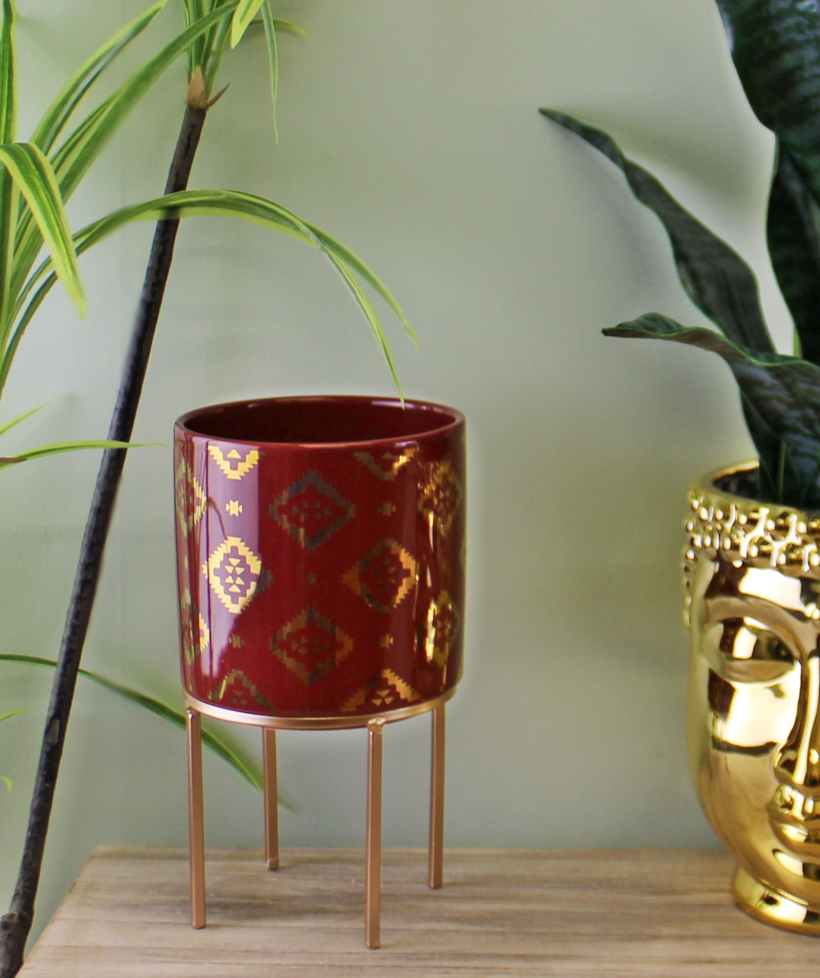 Small Kasbah Design Ceramic Planter, Red Small Kasbah Design Ceramic Planter, Red