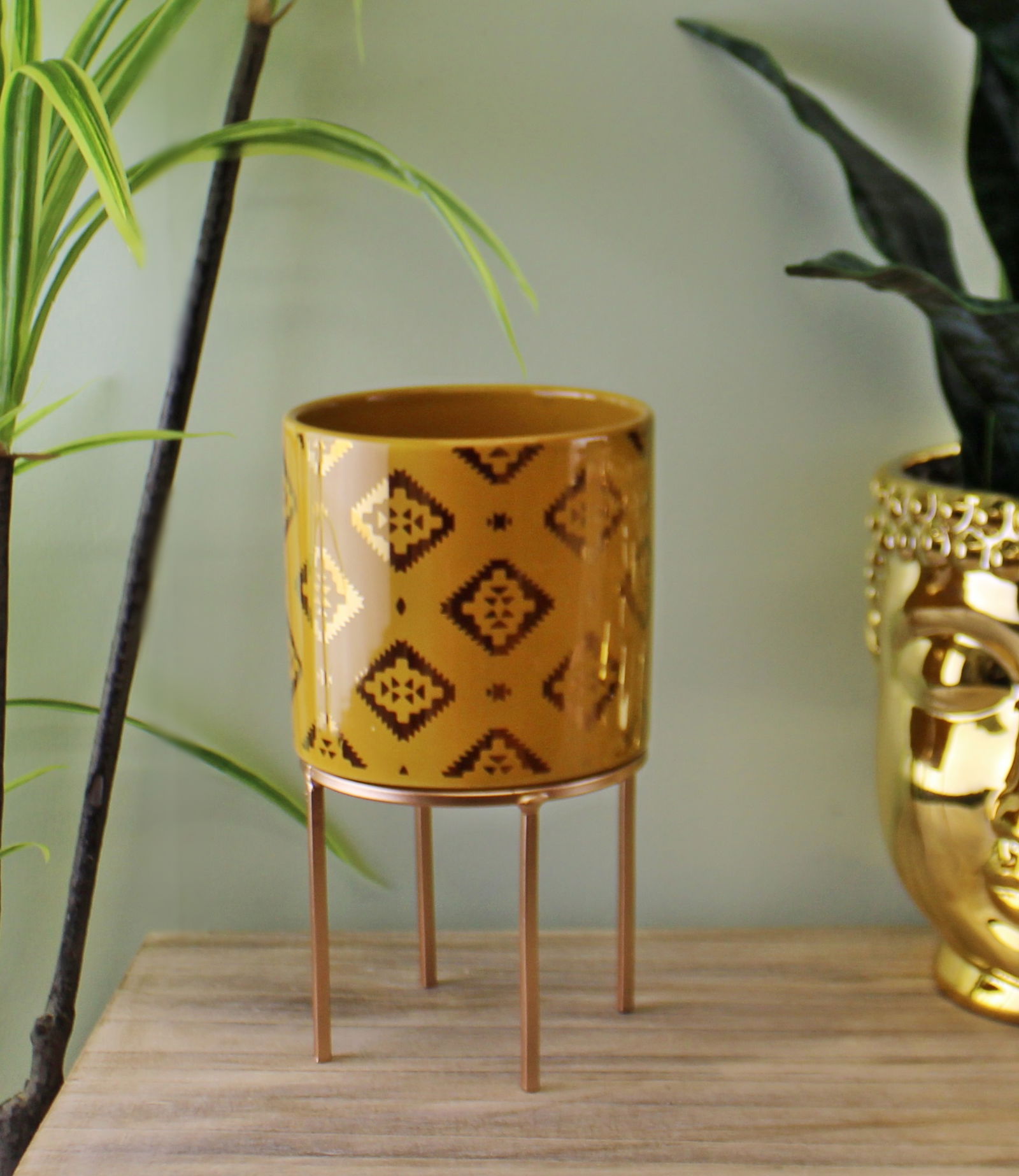 Small Kasbah Design Ceramic Planter, Yellow Small Kasbah Design Ceramic Planter, Yellow
