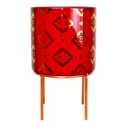 Kasbah Design Ceramic Planter, Red Kasbah Design Ceramic Planter, Red