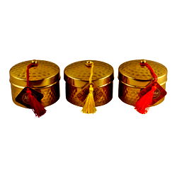Set of 3 Kasbah Design Candlepots With Tassels Set of 3 Kasbah Design Candlepots With Tassels