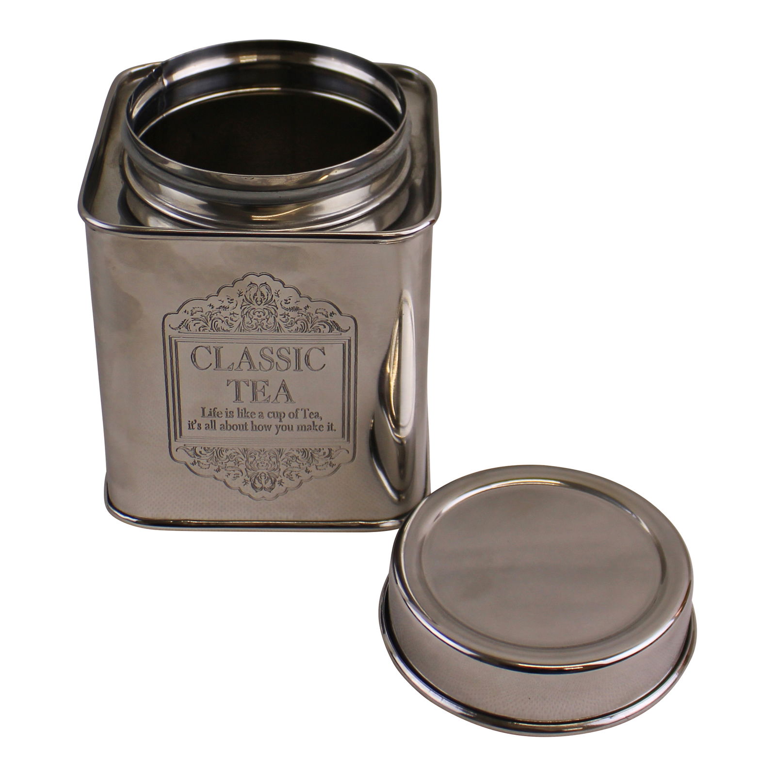 Silver Metal Tea, Coffee & Sugar Storage Tins Silver Metal Tea, Coffee & Sugar Storage Tins