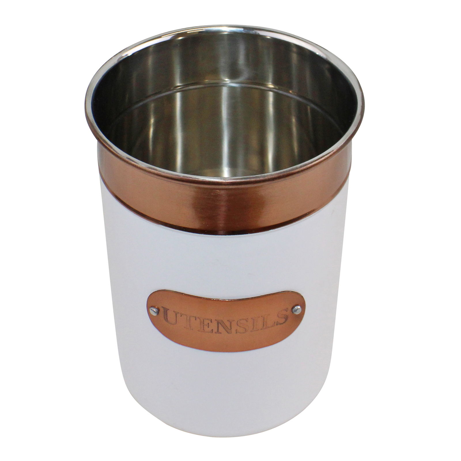 Utensils Holder, Copper & White Metal Design Utensils Holder, Copper & White Metal Design