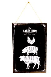 The Tasty Bits Wooden Hanging Plaque in Brown The Tasty Bits Wooden Hanging Plaque in Brown