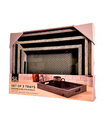 Set of 3 Grey Weave Base Trays Set of 3 Grey Weave Base Trays