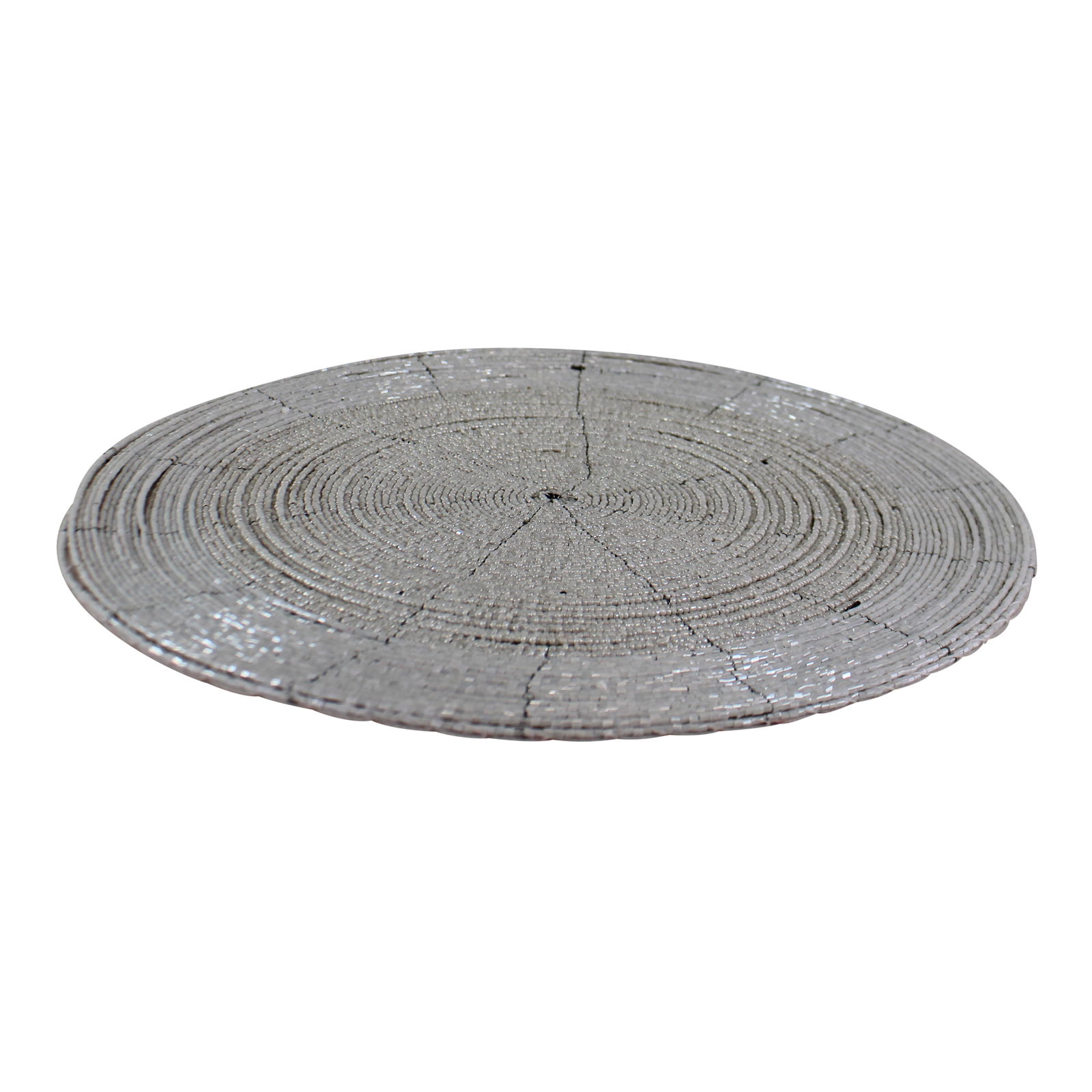 Set of 4 White Glass Beaded, Circular Placemats, 30x30cm Set of 4 White Glass Beaded, Circular Placemats, 30x30cm
