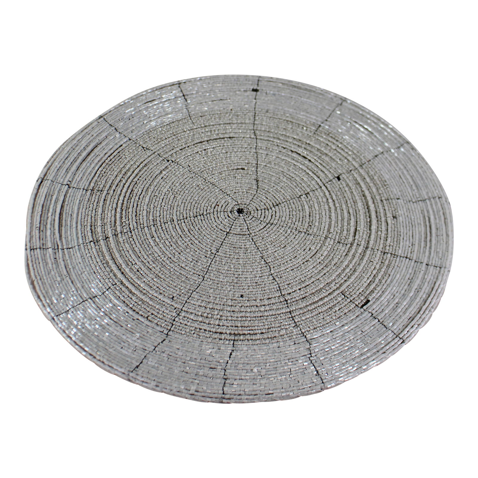 Set of 4 White Glass Beaded, Circular Placemats, 30x30cm Set of 4 White Glass Beaded, Circular Placemats, 30x30cm