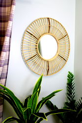 Circular Natural Rattan Effect Mirror 70cm Circular Natural Rattan Effect Mirror 70cm