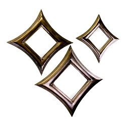 Set Of 3 Silver Metal, Square Mirrors Set Of 3 Silver Metal, Square Mirrors