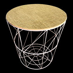 Circular Geometric Side Table Woven Effect