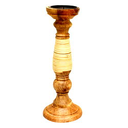 Natural Interiors Mango Wood Candlestick, 35cm. Natural Interiors Mango Wood Candlestick, 35cm.