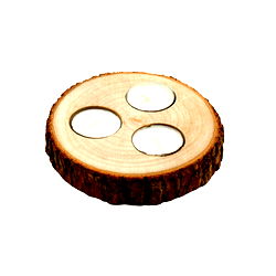 Wooden Triple Tealight Holder with Bark Detail Wooden Triple Tealight Holder with Bark Detail