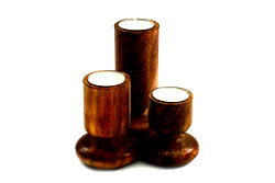 Set of Three Wooden Candlestick or Tea Light Holders Set of Three Wooden Candlestick or Tea Light Holders
