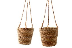 Set of Two Rush Grass Hanging Planters Set of Two Rush Grass Hanging Planters