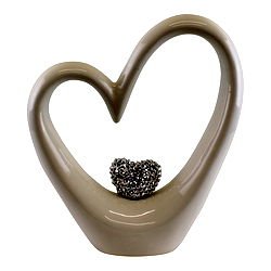 Medium White Ceramic Heart With Diamante Ornament Medium White Ceramic Heart With Diamante Ornament