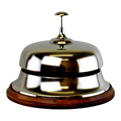 Large Silver Metal Bell With Wooden Base Large Silver Metal Bell With Wooden Base