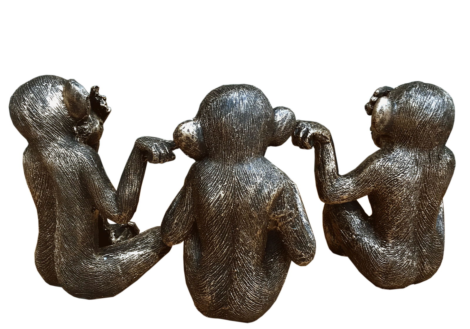 Set Of Three Distressed Resin Monkey Ornaments Set Of Three Distressed Resin Monkey Ornaments