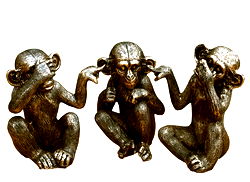 Set Of Three Distressed Resin Monkey Ornaments Set Of Three Distressed Resin Monkey Ornaments