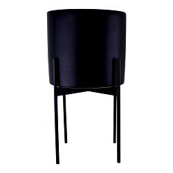 Black Planter With Metal Stand 24cm Black Planter With Metal Stand 24cm