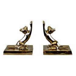 Pair Of Silver Metal Cat Bookends Pair Of Silver Metal Cat Bookends