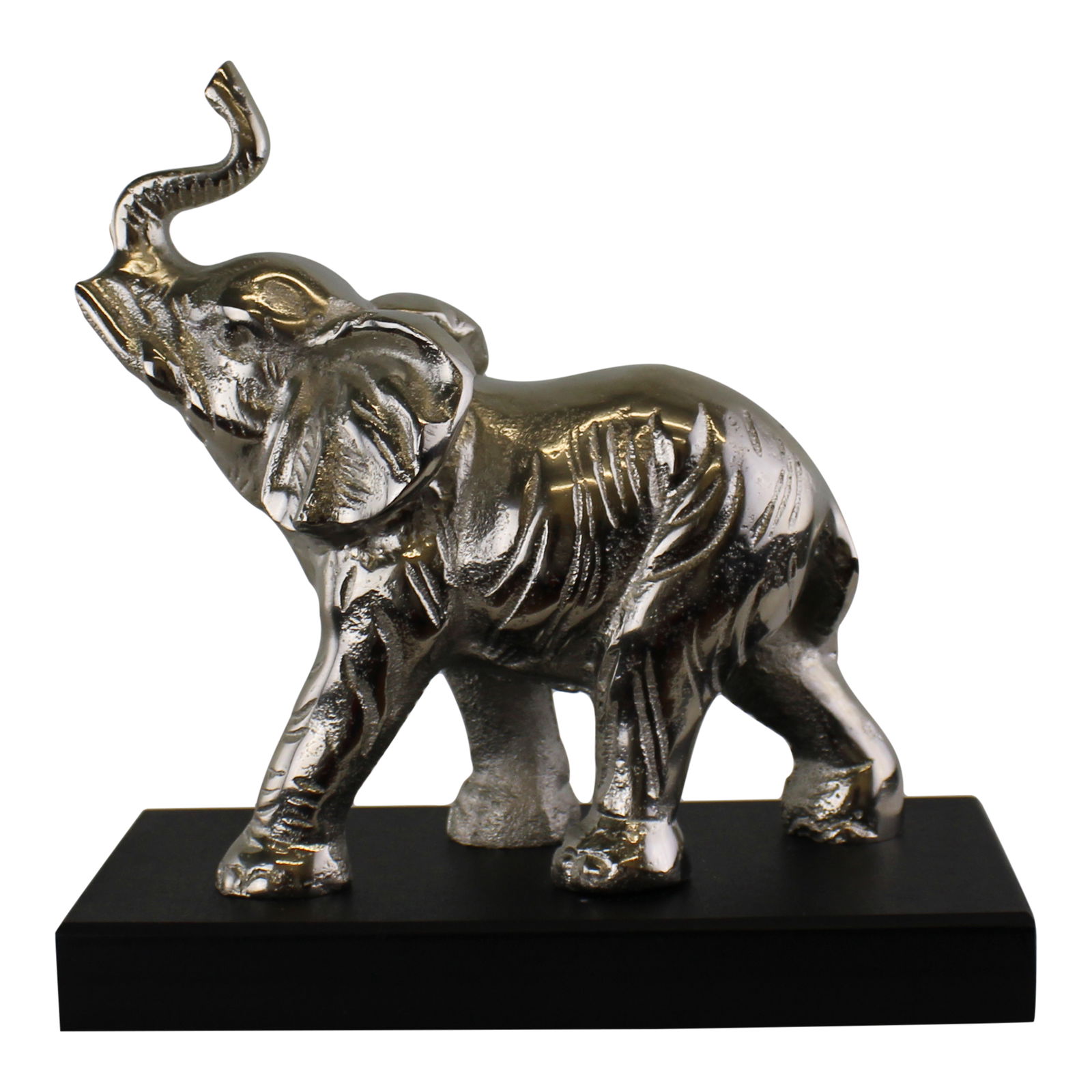 Ornamental Silver Metal Elephant on Plinth Ornamental Silver Metal Elephant on Plinth
