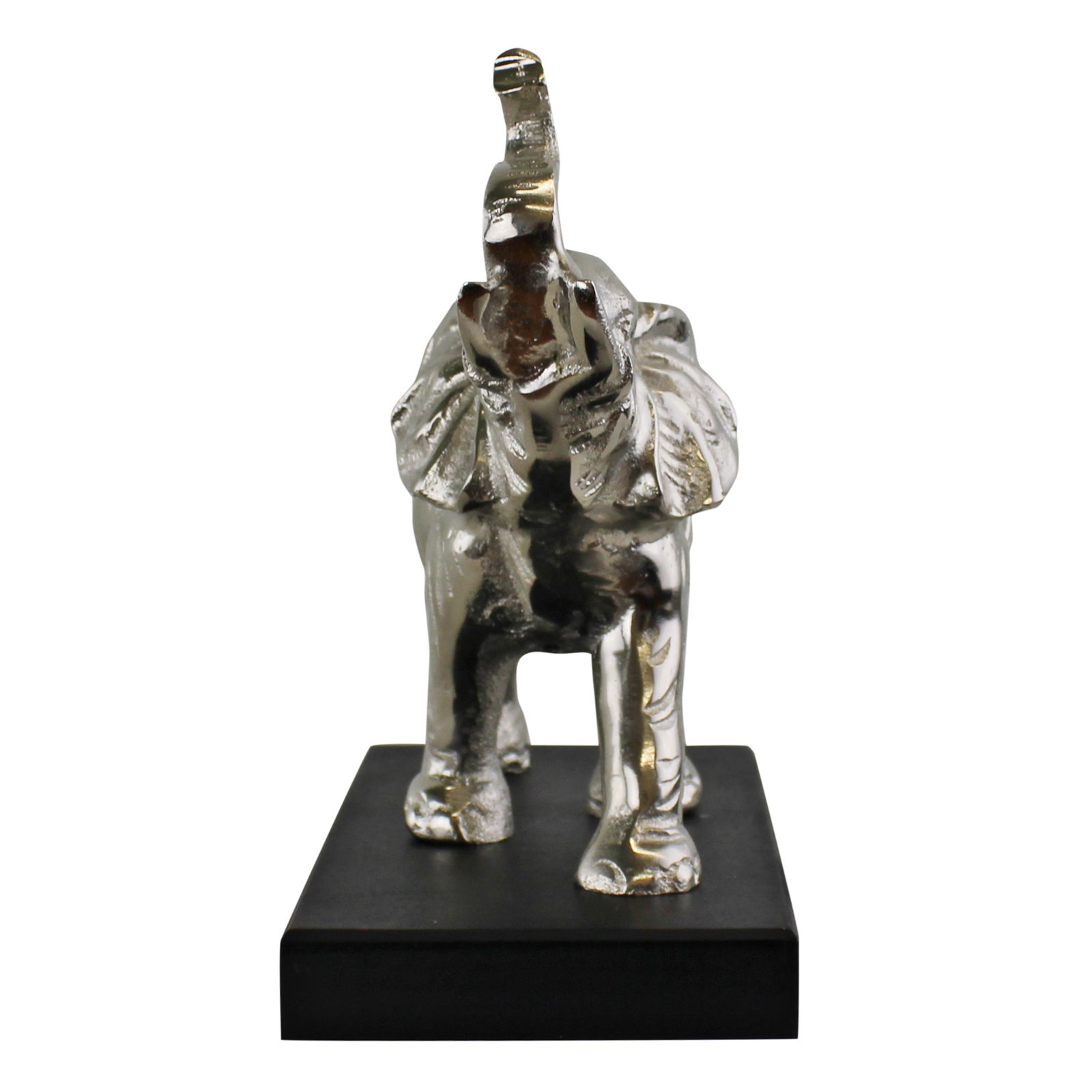 Ornamental Silver Metal Elephant on Plinth Ornamental Silver Metal Elephant on Plinth