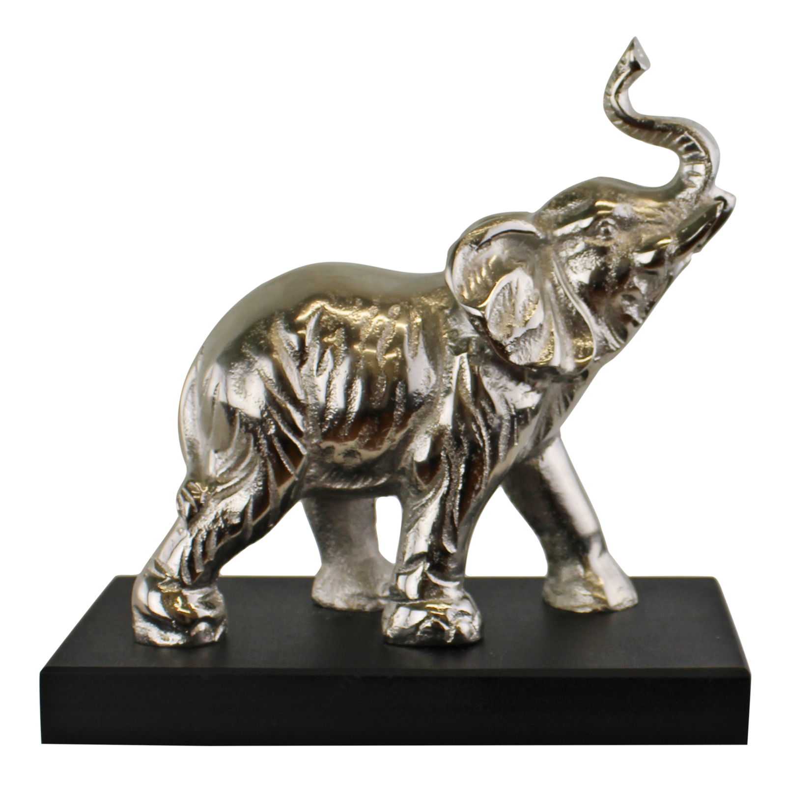 Ornamental Silver Metal Elephant on Plinth Ornamental Silver Metal Elephant on Plinth