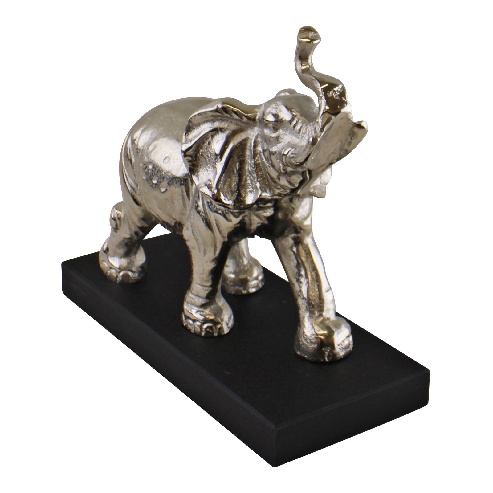 Large Ornamental Silver Metal Elephant On Plinth Large Ornamental Silver Metal Elephant On Plinth
