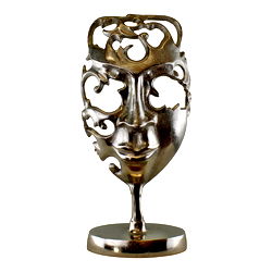 Silver Metal Face Sculpture Ornament 38cm Silver Metal Face Sculpture Ornament 38cm