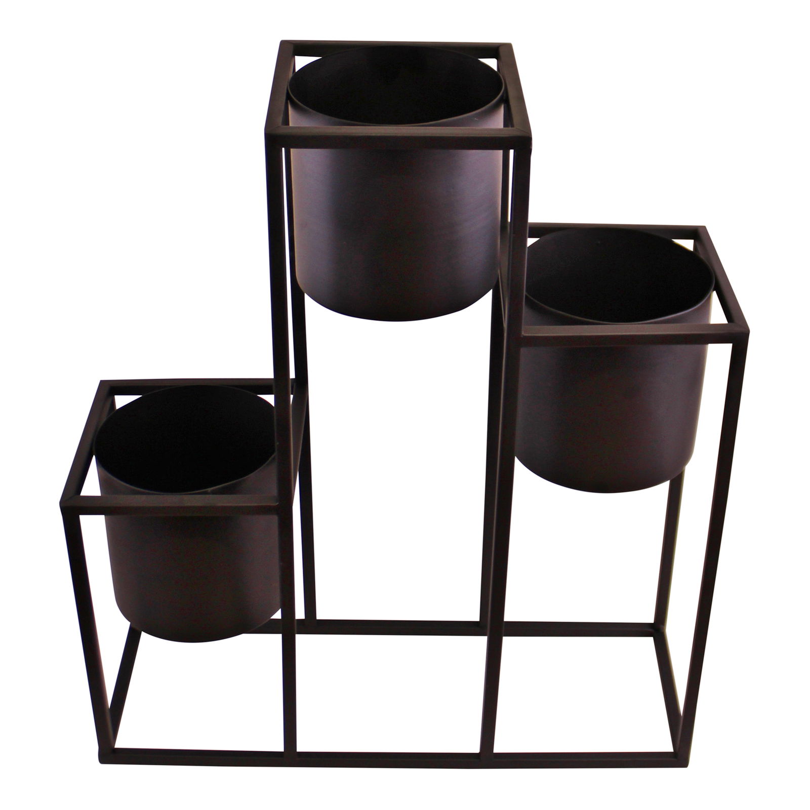 Triple Black Metal Planter, 43x50cm Triple Black Metal Planter, 43x50cm