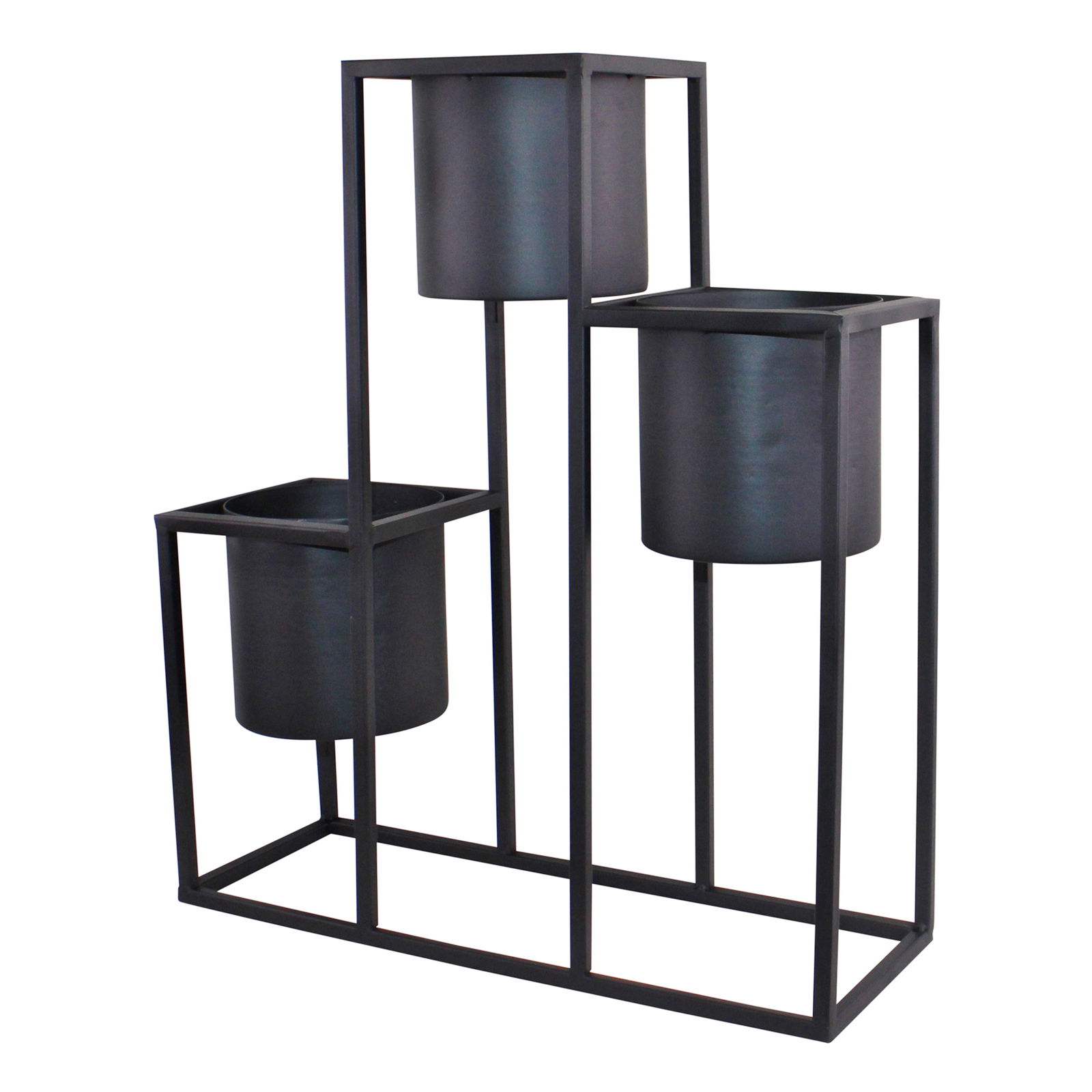 Triple Black Metal Planter, 43x50cm Triple Black Metal Planter, 43x50cm
