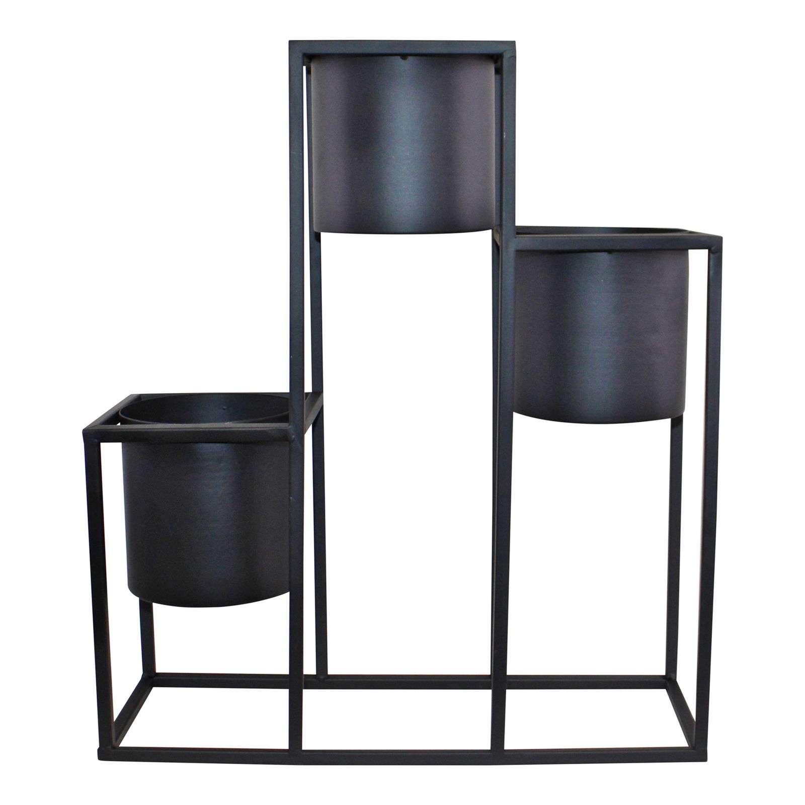 Triple Black Metal Planter, 43x50cm Triple Black Metal Planter, 43x50cm