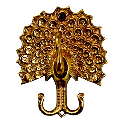 Small Gold Metal Peacock Double Coat Hook Small Gold Metal Peacock Double Coat Hook