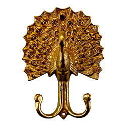 Medium Gold Metal Peacock Double Coat Hook Medium Gold Metal Peacock Double Coat Hook
