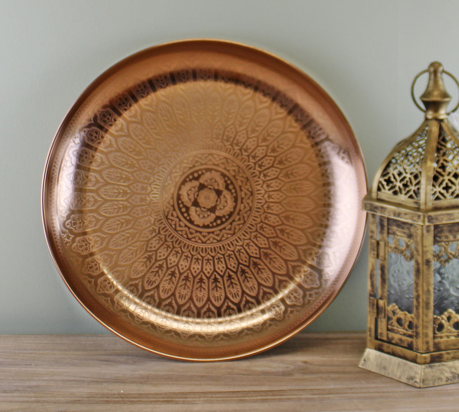 Decorative Copper Metal Tray With Etched Design Decorative Copper Metal Tray With Etched Design