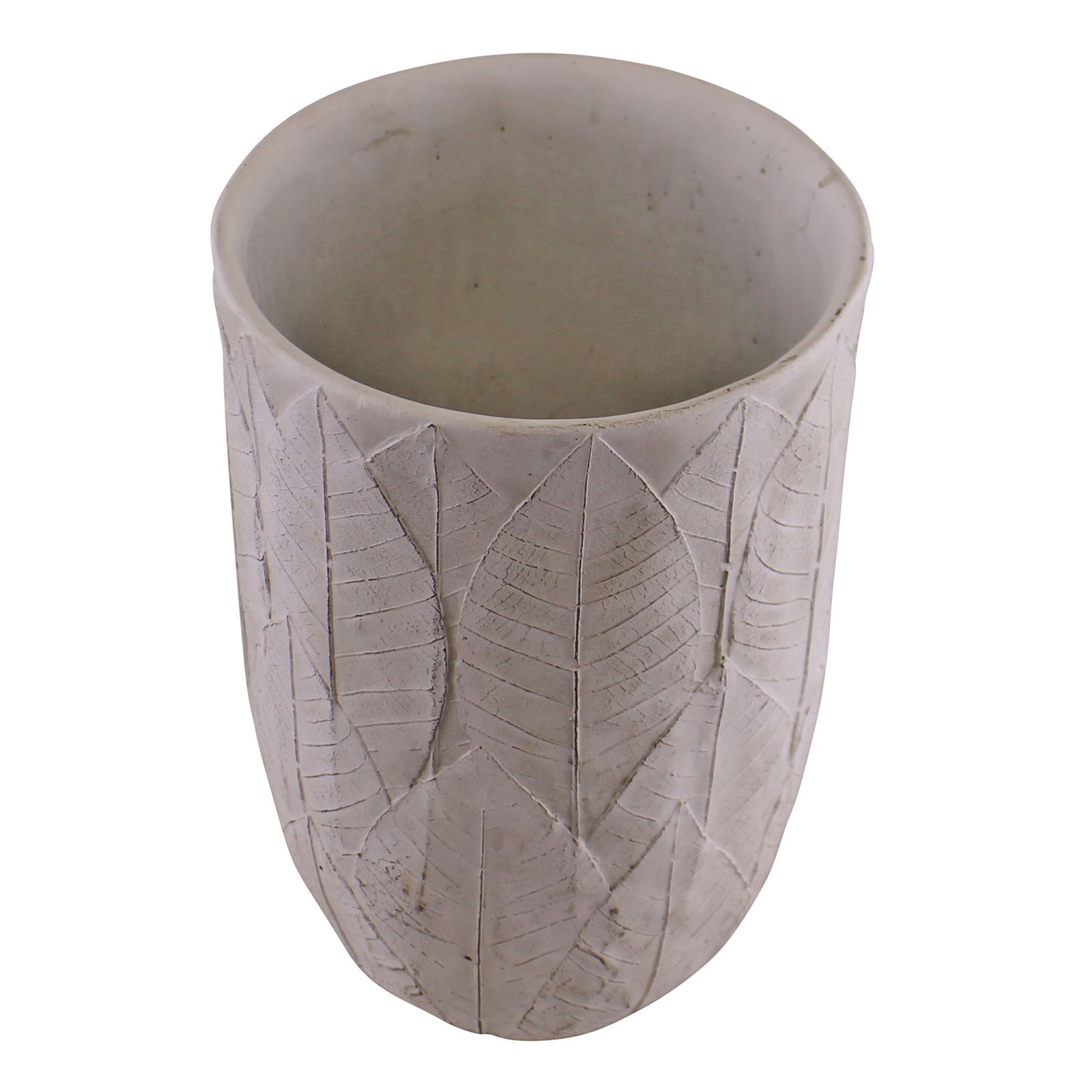 Cement Embossed Leaf Vase, 21.5cm Cement Embossed Leaf Vase, 21.5cm