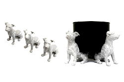 Set of Grey Dog Pot Risers Set of Grey Dog Pot Risers